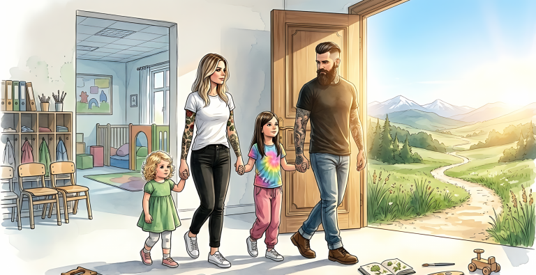 kitafrei - Kindheit ohne Kindergarten. Eine Familie lässt Kindergarten hinter sich und geht den freien Pfad des Herzens